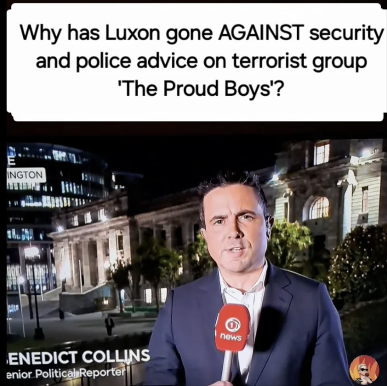 As we now know the FBI is setting up a permanent security office in NZ, an unprecedented move, we should remember that last month PM Luxon went against police &amp; national security advice to allow terrorist group Proud Boys to operate legally in NZ

#nzpol