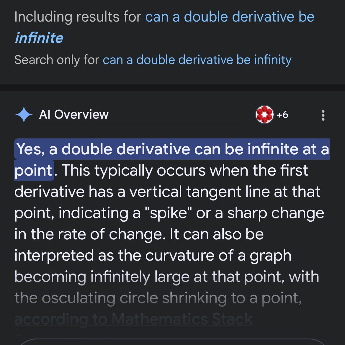 the ceiling of a double derivative is infinity