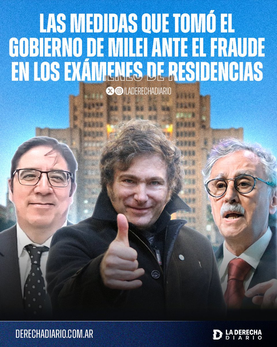 🚨🇦🇷🇪🇨 | El Gobierno de Milei creó un sistema para revisar cada uno de los 268 casos ante el fraude en los exámenes de medicina para la obtención de residencias, protagonizado por extranjeros.

➡️ Según las proyecciones preliminares, más de 100 aspirantes deberán volver a rendir