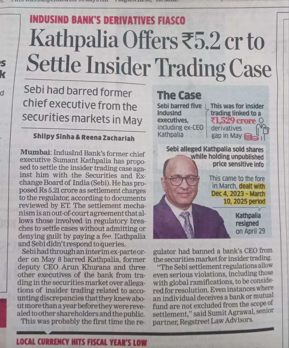ChiragIndian1's tweet photo. Nice mechanism @SEBI_India 
@nsitharamanoffc @FinMinIndia @PMOIndia @SEBI_updates #SEBI
What message we are sending that One may knowingly do wrong things then officially get away by paying money ..... Nice way to set standard that too for highest level in Banking sector MD CEO. https://t.co/TIgky0qhnU