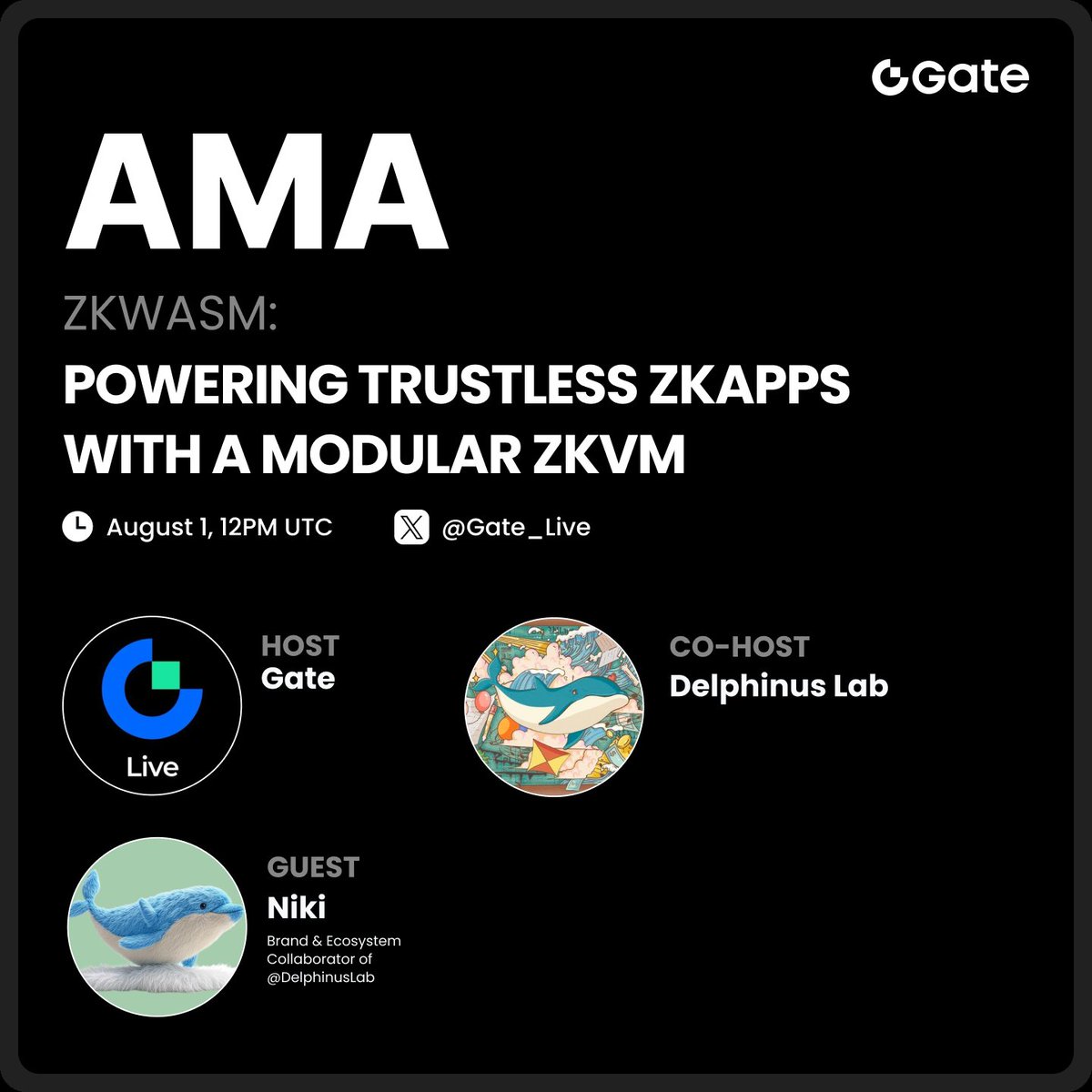 Gate Live | Streamers Wanted (@gateiolive) on Twitter photo 📣 Gate #AMA - <a href="/DelphinusLab/">Delphinus Lab</a>
Total Rewards: $100 $ZKWASM for 10 winners 🎁
🔹Follow <a href="/Gate__Live/">Gate Live | Streamers Wanted</a> & <a href="/DelphinusLab/">Delphinus Lab</a>
🔹Like + RT + Comment with Proof Screenshot
Venue: x.com/i/spaces/1mnGe…
Drop your questions during the LIVE to WIN extra $ZKWASM 🎉 📣 Gate #AMA - <a href="/DelphinusLab/">Delphinus Lab</a>
Total Rewards: $100 $ZKWASM for 10 winners 🎁
🔹Follow <a href="/Gate__Live/">Gate Live | Streamers Wanted</a> & <a href="/DelphinusLab/">Delphinus Lab</a>
🔹Like + RT + Comment with Proof Screenshot
Venue: x.com/i/spaces/1mnGe…
Drop your questions during the LIVE to WIN extra $ZKWASM 🎉