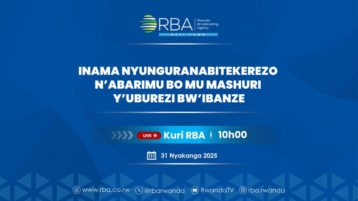 Rwanda Television (@rwandatv) on Twitter photo Abarimu bo mu mashuri yo mu burezi bw'ibanze bahagarariye abandi mu Rwanda bahuriye mu nama nyunguranabitekerezo ku burezi yibanda ku myigire n'imyigishirize.
Iyi nama yateguwe na <a href="/Rwanda_Edu/">Ministry of Education | Rwanda</a> mwayikurikira kuri Radio Rwanda, RTV n'imbuga nkoranyambaga za #RBA.
Wumva ari iki Abarimu bo mu mashuri yo mu burezi bw'ibanze bahagarariye abandi mu Rwanda bahuriye mu nama nyunguranabitekerezo ku burezi yibanda ku myigire n'imyigishirize.
Iyi nama yateguwe na <a href="/Rwanda_Edu/">Ministry of Education | Rwanda</a> mwayikurikira kuri Radio Rwanda, RTV n'imbuga nkoranyambaga za #RBA.
Wumva ari iki