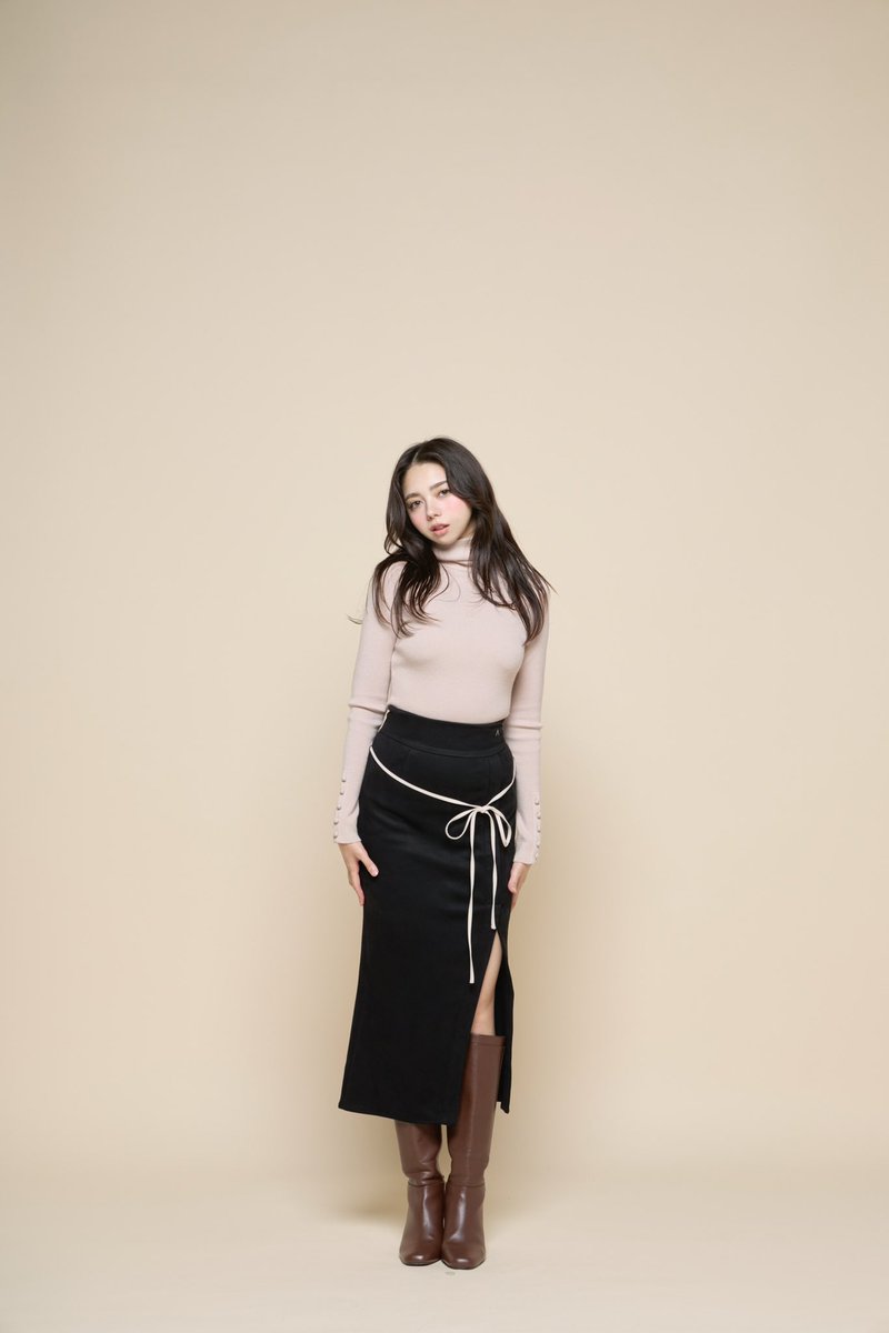 Juno turtle knit body suit color ivory/mocha ¥11000-tax in 秋冬の