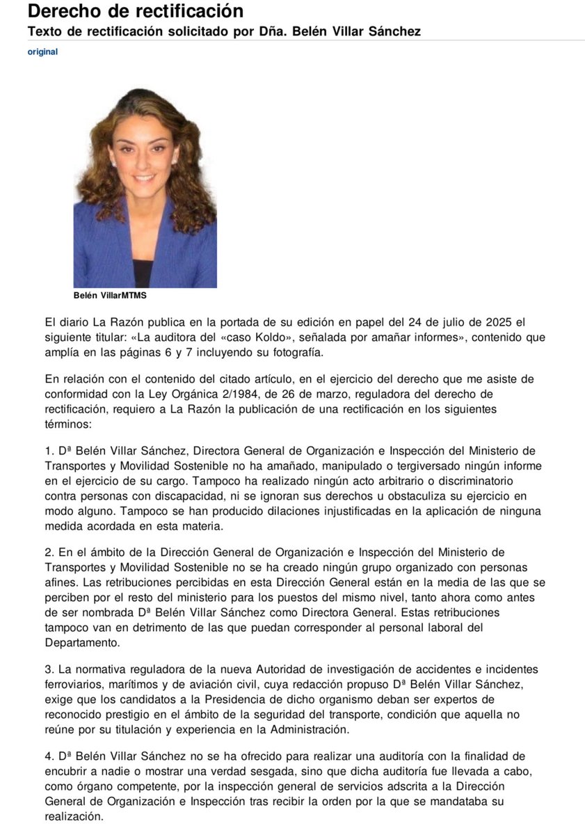 Claro que, no están teniendo un buen día con la credibilidad. Tener que comerse una rectificación en portada, de una funcionaria de <a href="/transportesgob/">Ministerio Transportes y Movilidad Sostenible</a> , es gordo.
