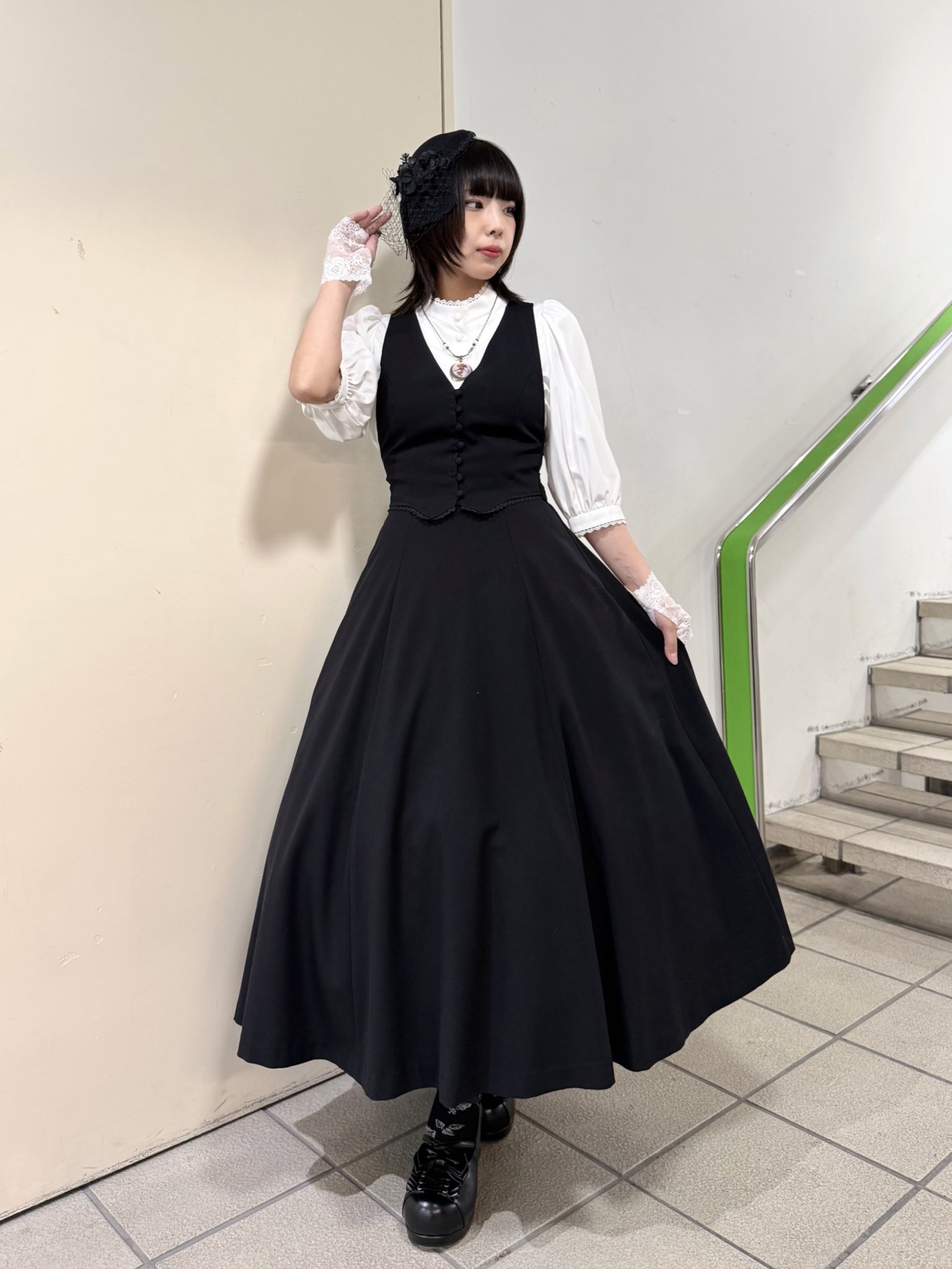 ATELIER PIERROT ジャンパースカート ネイビー 紺 スカート ATELIER PIERROT】 Long Bustle Jumper Skirt☆サマーセール対象