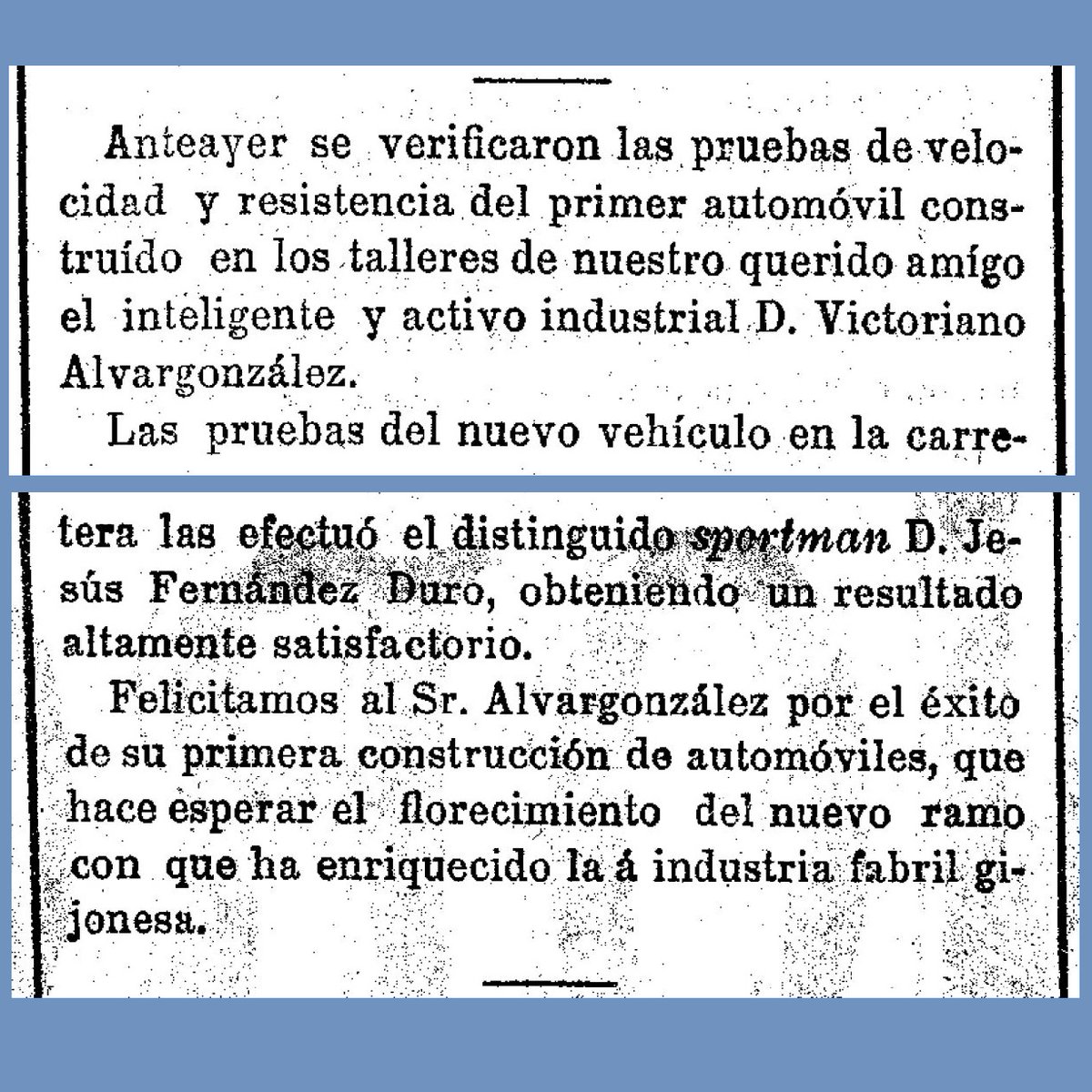 CelebresCoses's tweet photo. añu 1903: Industria Automovilística Asturiana (II)
Jesús Fernández Duro (del que ya falamos la selmana pasada como "cuasi" primer avión/vuelu européu) preba'l #FORMIGA, vehículu fabricáu en #Xixón por #VictorianoAlvargonzález.
1 de 2
#Alvargonzález #JesúsFernándezDuro https://t.co/CtfaNz1AOS
