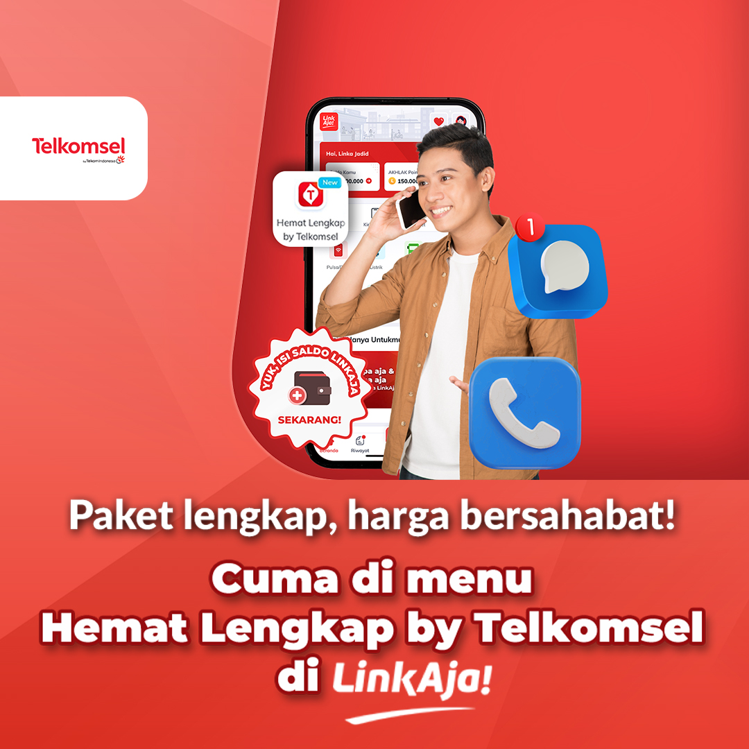 Paket lengkap di menu Hemat Lengkap by Telkomsel di aplikasi LinkAja kalau kamu lagi cari paket apapun.

Cek informasi selengkapnya di tautan berikut linkaja.id/promo/telkomse…

Customer Service:livechat.linkaja.id