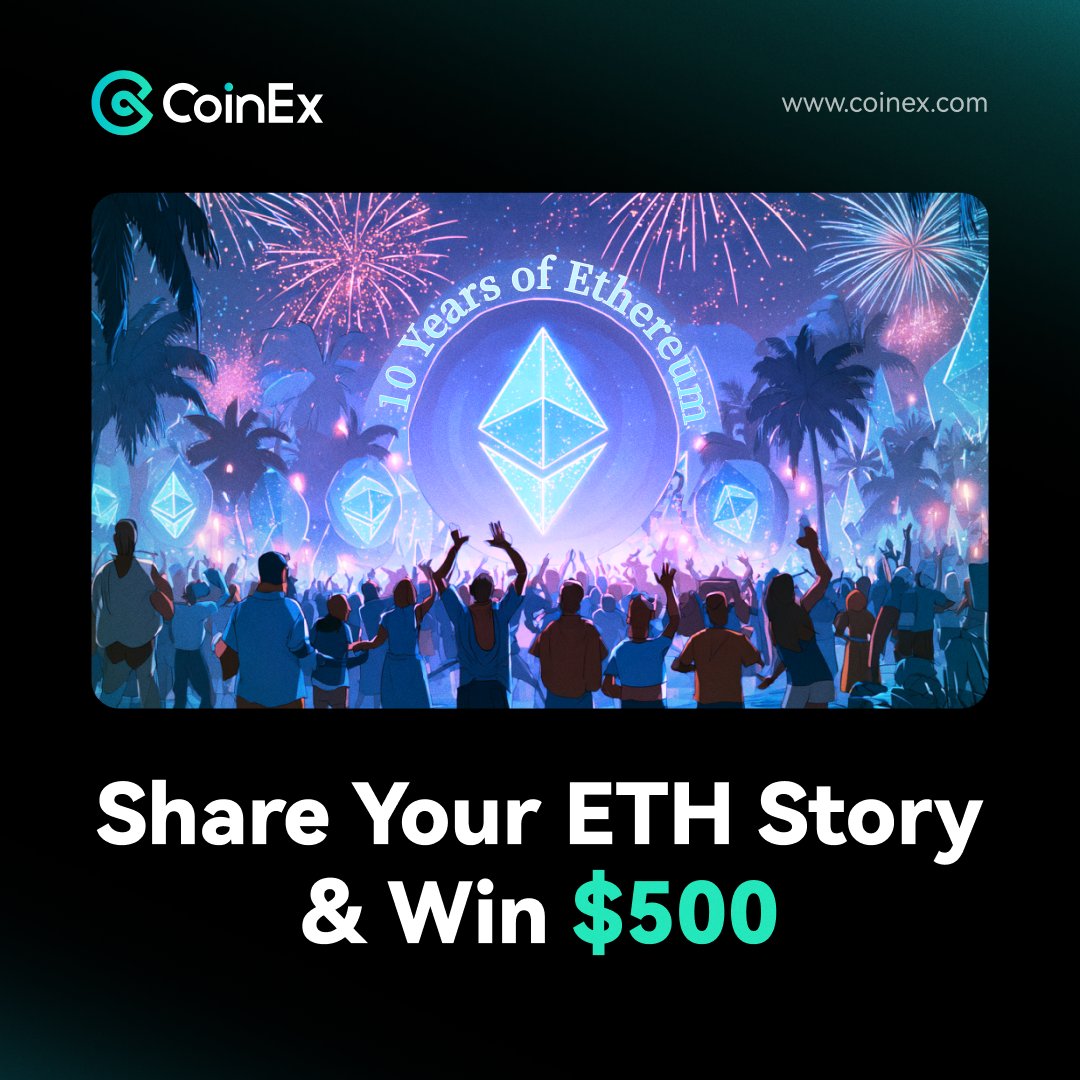 CoinEx CIS (@coinexr) on Twitter photo 🎉 Расскажите свою историю с Ethereum и получите $100 в ETH!
В честь десятилетия $ETH мы запускаем конкурс #MyETHStory — поделитесь, как Ethereum повлиял на вас, и станьте одним из 5 победителей, которые получат по $100 в ETH! 💰
Как участвовать:
1️⃣ Подпишитесь на <a href="/coinexcom/">CoinEx Global</a>
2️⃣ 🎉 Расскажите свою историю с Ethereum и получите $100 в ETH!
В честь десятилетия $ETH мы запускаем конкурс #MyETHStory — поделитесь, как Ethereum повлиял на вас, и станьте одним из 5 победителей, которые получат по $100 в ETH! 💰
Как участвовать:
1️⃣ Подпишитесь на <a href="/coinexcom/">CoinEx Global</a>
2️⃣