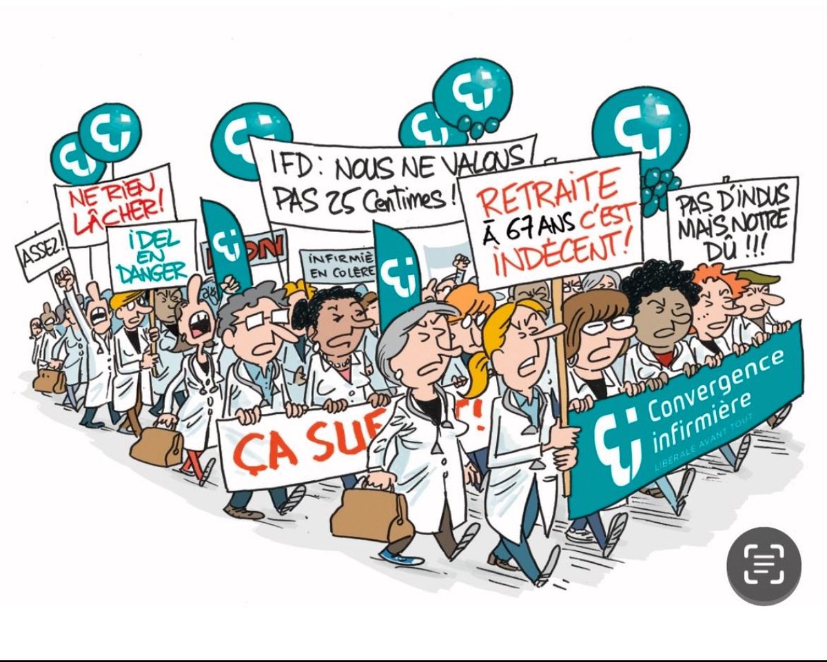 💥 Les infirmières libérales en ont assez.
👊 Harcelées par les indus. Harcelées par la Cnam ! 
💶 Revalorisation de l’IFD : 25 centimes en 12 ans 
⏳ 16 ans sans revalorisation de l’ AMI : honteux.
🚨 Les IDEL sont toujours en danger.
✊ On ne lâchera rien. La bataille