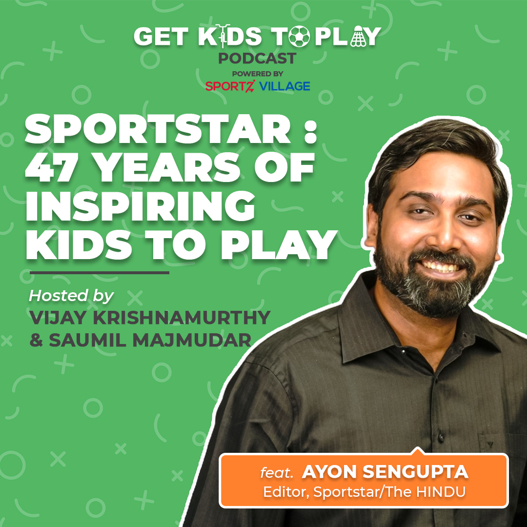 SportzVillage's tweet photo. In the new episode of #GetKidstoPlay podcast, hosts
@vjgroundstrokes &amp; @saumilmajmudar are joined by Ayon Sengupta, Editor of @sportstarweb. 

Discover how sports media has evolved over the years and its crucial role in inspiring the next generation.  
https://t.co/Lo2Ode4eaT https://t.co/ra2RjUpExb