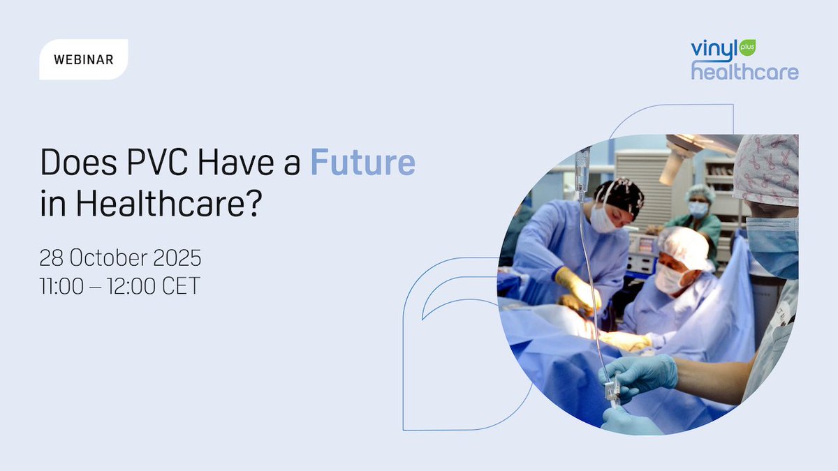 🧐 Does PVC have a future in healthcare?

Join our FREE webinar to explore:

ℹ️ NGO claims on plasticisers
ℹ️ EU regulations
ℹ️ PVC recycling in hospitals
ℹ️ Pharma packaging
ℹ️ Waste incineration
ℹ️ Safer alternatives?

📅 28 Oct | 11:00–12:00 CET

🔗 events.vinylplus.eu/webinar-pvc-fu…