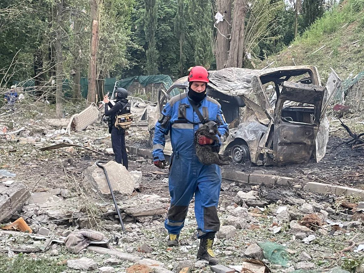 In the photo, a rescuer carries a cat that was injured by russian shelling 😭💔 On the night of July 31, russia attacked Ukrainian cities with eight missiles and 309 drones. They hit residential buildings with numerous people and animals dead or injured 😢
What russia is doing is