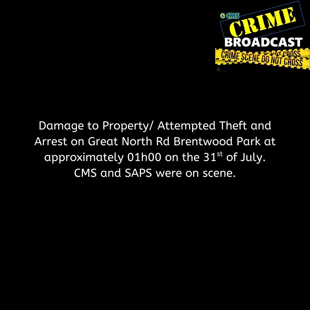 proudlycms's tweet image. Crimebroadcast 2025-07-31 #CommunityRules #Safety #proudlycms #Patrolling #Precincts #Ekurhuleni #Reaction #Closures #CommunityMonitoringServices