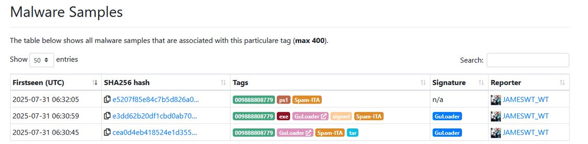JAMESWT_WT's tweet image. &quot;Ordine di Acquisto&quot; #GuLoader &amp;gt; #AgentTesla
👇
Samples
bazaar.abuse.ch/browse/tag/009…

ExFil
⛔️ftp.concaribe.]com