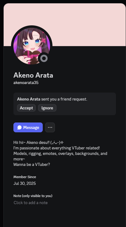 Kiyoshi๐บ๐ค (@just_kiyoshi) on Twitter photo Hey people, this person is pretending to be one of the artists I commissioned once. If you see this person adding you on Discord please report them. This also doesn't seem to be the first time, so I would appreciate if you could help <a href="/akenoarata/">Akeno Arata || VGen Artist /โ แ โ ๏ฝกโ ๊โ ๏ฝกโ แโ \</a> out!! Hey people, this person is pretending to be one of the artists I commissioned once. If you see this person adding you on Discord please report them. This also doesn't seem to be the first time, so I would appreciate if you could help <a href="/akenoarata/">Akeno Arata || VGen Artist /โ แ โ ๏ฝกโ ๊โ ๏ฝกโ แโ \</a> out!!