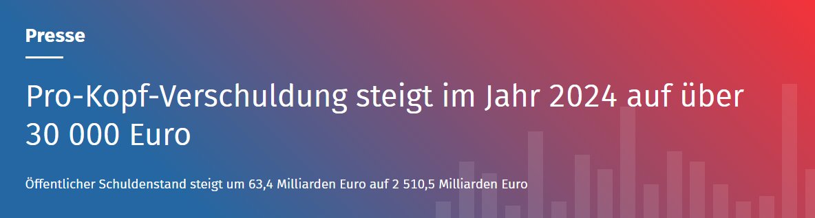Politiker schmeißen unser Geld für andere Länder raus, während wir den Gürtel enger schnallen sollen. Straßen kaputt, Schulen am Limit usw.usf.– aber Hauptsache global glänzen.
Weltretter? 
Klar, Hauptsache die eigenen Bürger sparen.😡