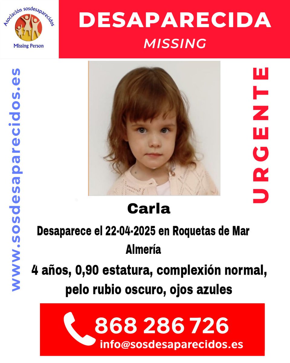 ALERTA DESAPARECIDOS (@sosdesaparecido) on Twitter photo 🆘 DESAPARECIDA
Pendiente de tipología.
#sosdesaparecidos #Desaparecido #Missing #España #RoquetasdeMar #Almería
Síguenos <a href="/sosdesaparecido/">ALERTA DESAPARECIDOS</a>
Ante la sustracción parental <a href="/NisdeOrg/">NISDE - Asociación Niños Sin Derechos</a> 🆘 DESAPARECIDA
Pendiente de tipología.
#sosdesaparecidos #Desaparecido #Missing #España #RoquetasdeMar #Almería
Síguenos <a href="/sosdesaparecido/">ALERTA DESAPARECIDOS</a>
Ante la sustracción parental <a href="/NisdeOrg/">NISDE - Asociación Niños Sin Derechos</a>