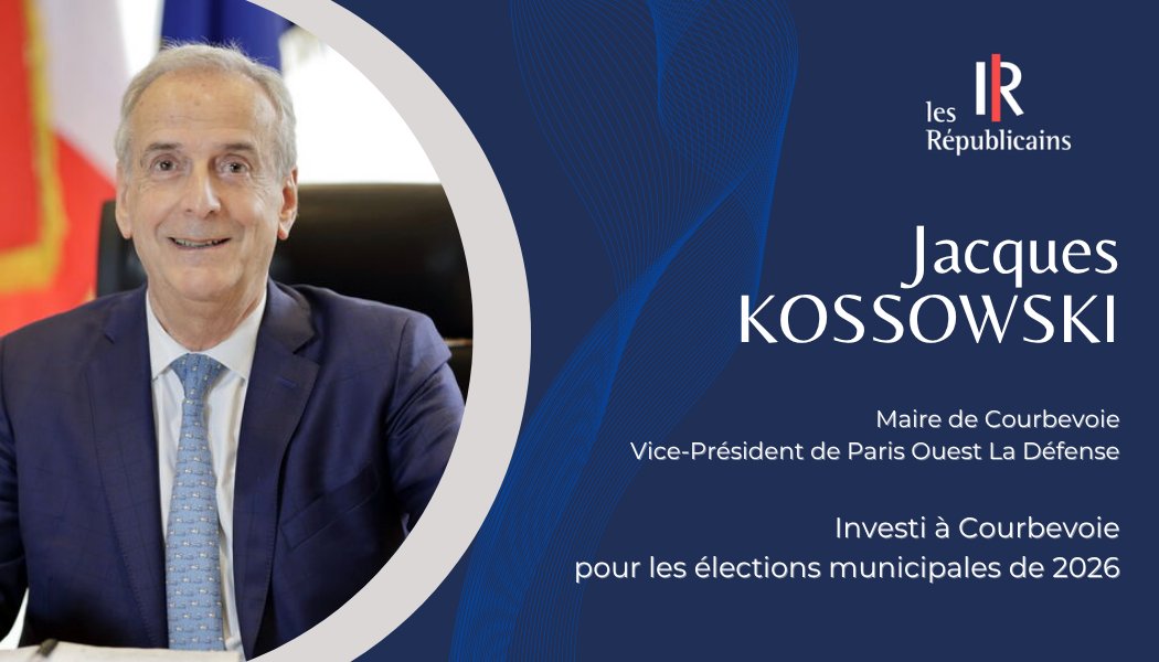 Le 28 juillet, la Commission Nationale d'Investiture <a href="/lesRepublicains/">les Républicains</a>, présidée par <a href="/AnnieGenevard/">Annie Genevard</a>, a investi <a href="/jakossowski/">Jacques Kossowski</a> pour porter nos couleurs lors des #élections #Municipales2026 à <a href="/VilleCourbevoie/">Ville de Courbevoie</a>