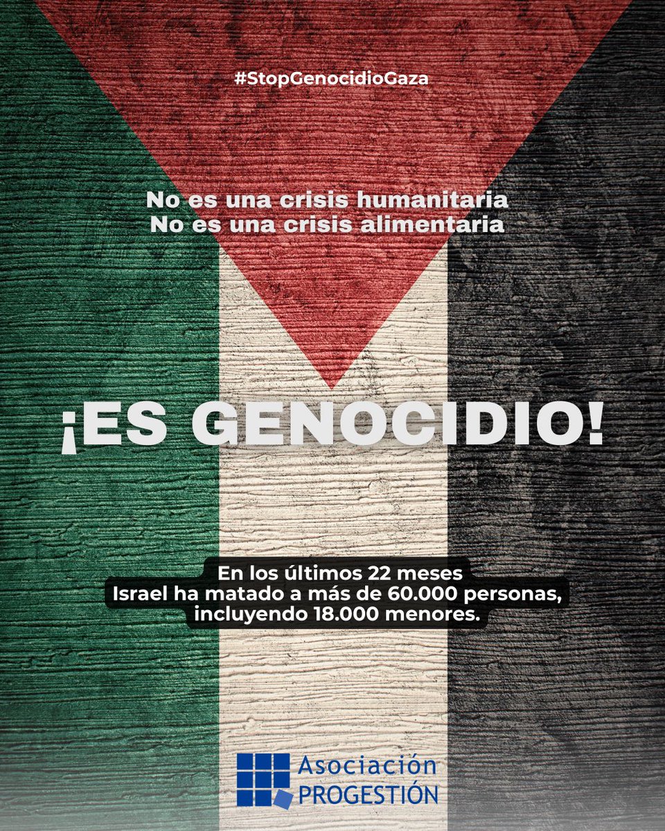 ⚠️+60.000 muertes, +146.000 personas heridas. 1.000 niños y niñas de menos de un año han muerto desde octubre de 2023. Niños y niñas están muriendo de desnutrición en una hambruna que ha sido provocada.
 
📣¡El genocidio debe terminar!
 
 #StopGenocidio #StopGenocidioGaza