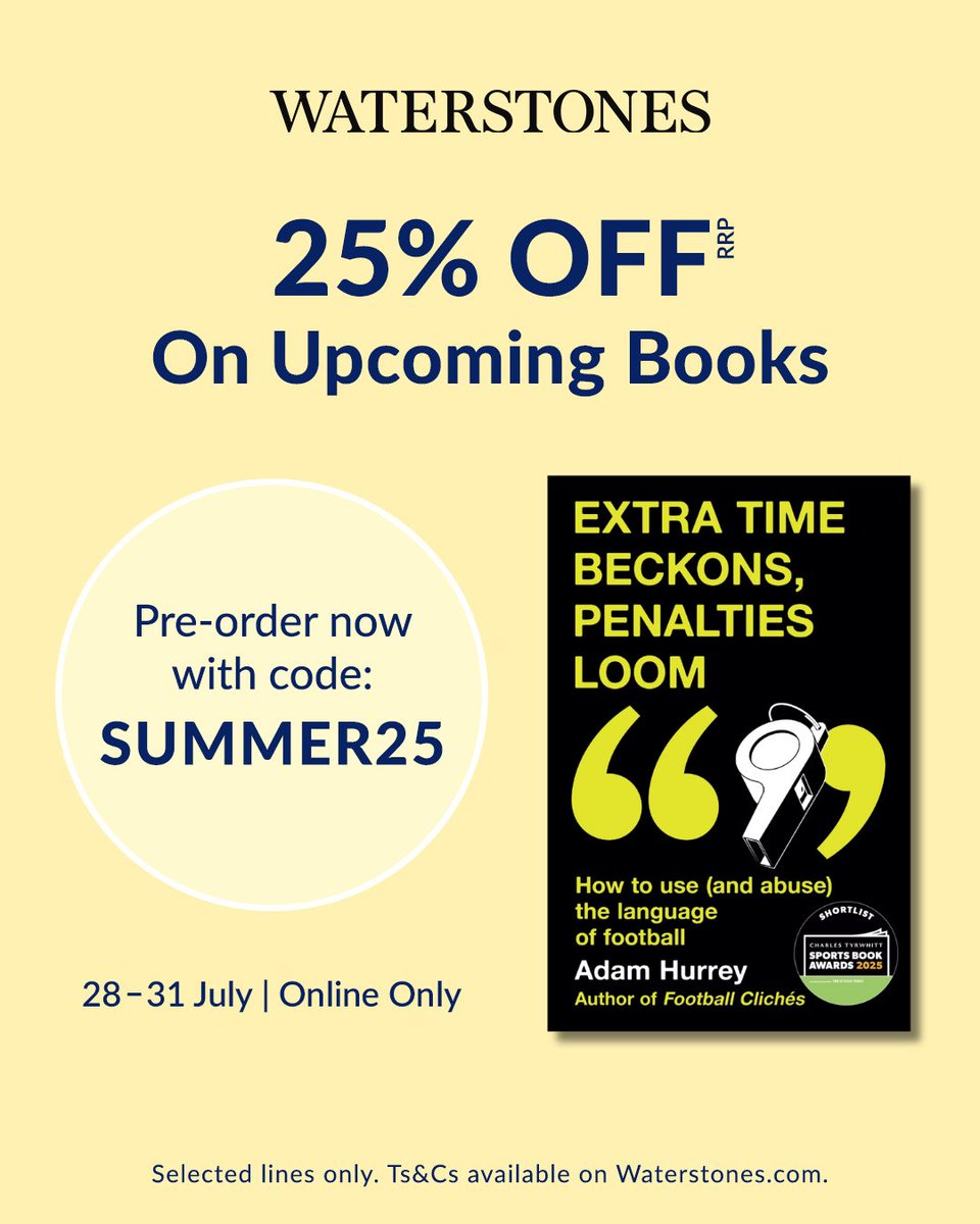 The paperback of EXTRA TIME BECKONS, PENALTIES LOOM: How to use (and abuse) the language of football is released on September 18th! 

You can pre-order from Waterstones today and get 25% off: waterstones.com/book/extra-tim…