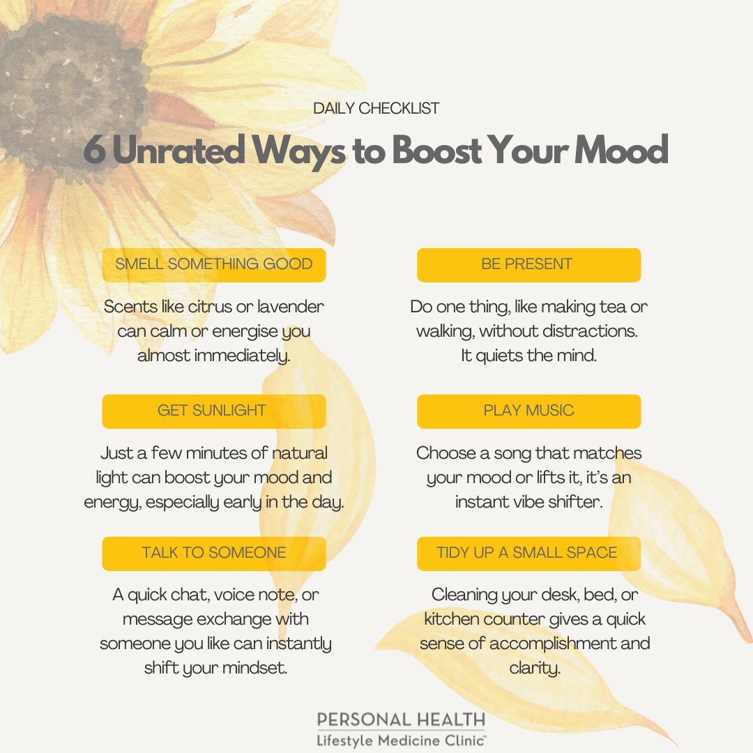 #BoostYourMood #PersonalHealthTips #WellnessWays #LifestyleMedicine