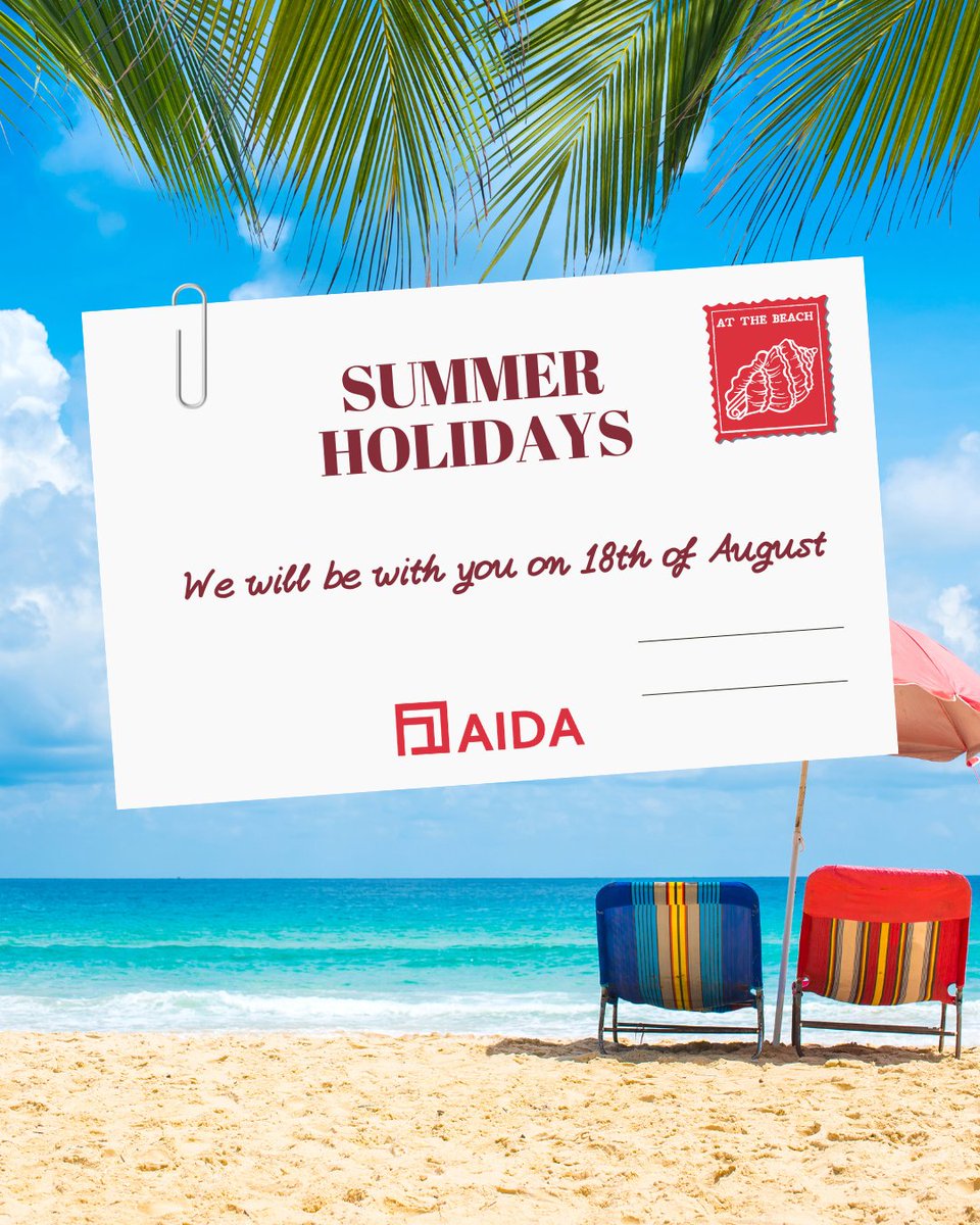 AIDA_com_gr's tweet image. ☀️#SummerModeON - Ώρα για καλοκαιρινό recharge 

📌 Θα είμαστε ξανά κοντά σας στις 18 Αυγούστου – έτοιμοι να στηρίξουμε όσους χτίζουν, εξελίσσουν και οραματίζονται.

Καλό καλοκαίρι!