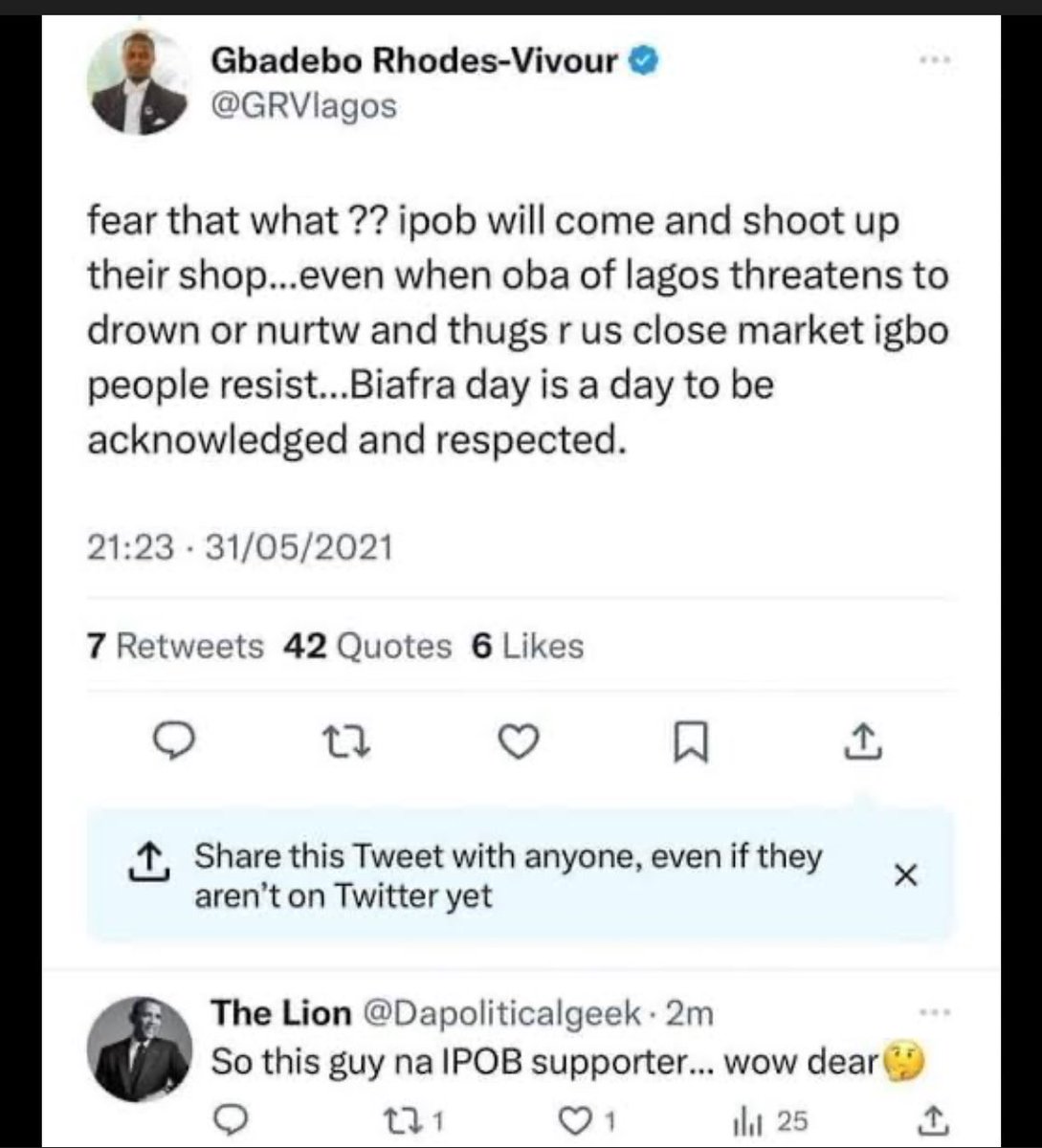 In all you do always remember that Chinedu <a href="/GRVlagos/">Gbadebo Rhodes-Vivour</a> is not part of us.