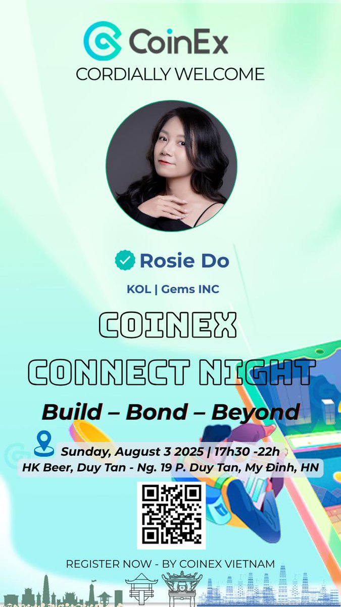 Rosie Do 🔺 (@gemsincubators) on Twitter photo Excited to be invited to CoinEx Connect Night – Build • Bond • Beyond 🥂🎤
Big thanks to CoinEx Vietnam <a href="/CoinExVietnam/">CoinEx Viet Nam</a> for putting this together!
Looking forward to a cozy evening of dinner, crypto convos, and karaoke vibes after two full days of GMVN energy.
See you all in Excited to be invited to CoinEx Connect Night – Build • Bond • Beyond 🥂🎤
Big thanks to CoinEx Vietnam <a href="/CoinExVietnam/">CoinEx Viet Nam</a> for putting this together!
Looking forward to a cozy evening of dinner, crypto convos, and karaoke vibes after two full days of GMVN energy.
See you all in
