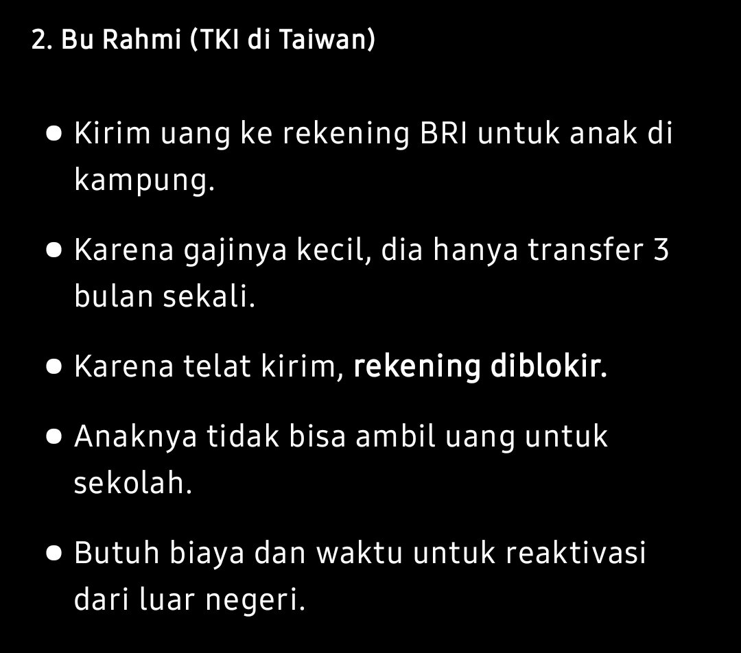 daeng_azhar's tweet photo. Kebijakan ini bisa merugikan kelompok seperti petani dan TKI yang hanya bertransaksi musiman. Alih-alih inklusi keuangan, ini justru bisa mendorong masyarakat keluar dari sistem perbankan. Negara seharusnya meniru sistem dormant internasional, bukan memblokir tanpa peringatan. https://t.co/CA0uQpJ2Hz