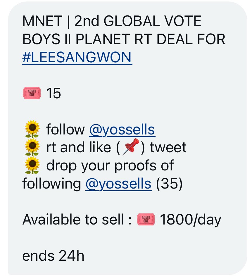 lswsource's tweet photo. [🗳️] 

2ND GLOBAL VOTE RT DEAL FOR #SANGWON
 
🎟️ 15 votes 

☁️ follow @yossells 
☁️ like &amp; rt @yossells’ pinned tweet
☁️ drop proofs (35 min) 

📆 24hrs

#이상원 #SANGWON 
#보이즈2플래닛 #BOYS2PLANET https://t.co/fx3Wo7RA7g