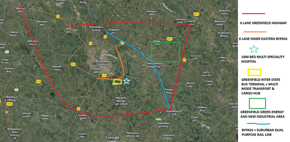 🚨 MUZAFFARPUR NEEDS TRANSFORMATION — NOT JUST PROMISES!
📍North Bihar’s backbone deserves better.
🛣️ 6-Lane Greenfield Highway
🚉 Suburban Rail + Eastern Bypass
🏥 1000-bed Multispecialty Hospital
🚌 Greenfield Bus + Cargo Terminal
⚙️ Green Energy Industrial Hub

📢 CM