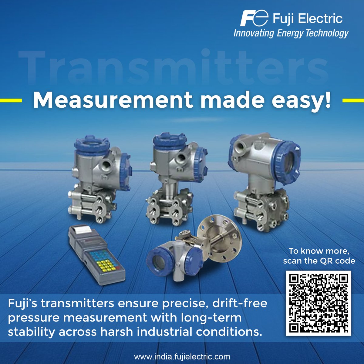 fuji_india's tweet image. Smart, stable &amp;amp; safe—our pressure transmitters deliver accurate measurement from a few mbar up to 500 bar, even in corrosive &amp;amp; high-temp conditions.

🔗 india.fujielectric.com/automation/ins…

#PressureTransmitter #FujiElectricIndia