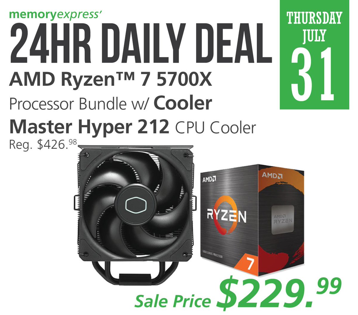 #24hrDailyDeal:
With the #AMD Ryzen™ 7 5700X Processor and the #CoolerMaster Hyper 212 Black Edition CPU Cooler. Start gaming today with the powerful processor and high-performance CPU cooler.
Get the bundle today on our 24hr Daily Deal for only $229.99!
bit.ly/41gGRiE