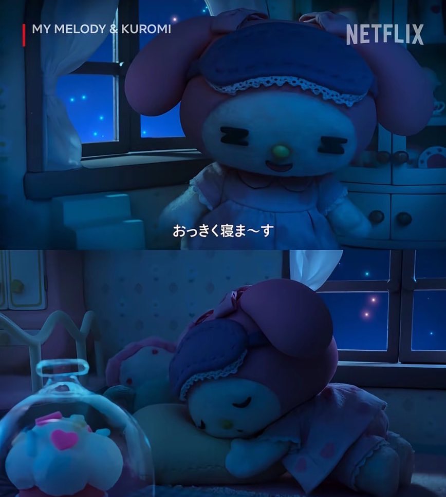 マイメロがお昼寝のことを「ちっちゃく寝る」、夜にがっつり寝ることを「おっきく寝る」って言ってるの可愛すぎて真似したい🌙 #mymelodykuromi