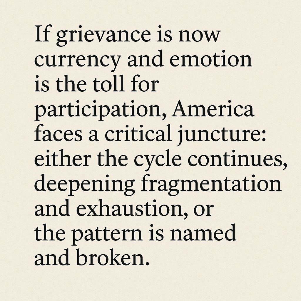 LeftBehindMid's tweet image. “When outrage becomes a product, grievance becomes an economy.”

The Grievance Economy is hollowing out our culture—and no one is immune.

Read Part I here:

tinyurl.com/Emotional-econ…

#GrievanceEconomy
#CulturalCollapse 
#TheLeftBehindMiddle