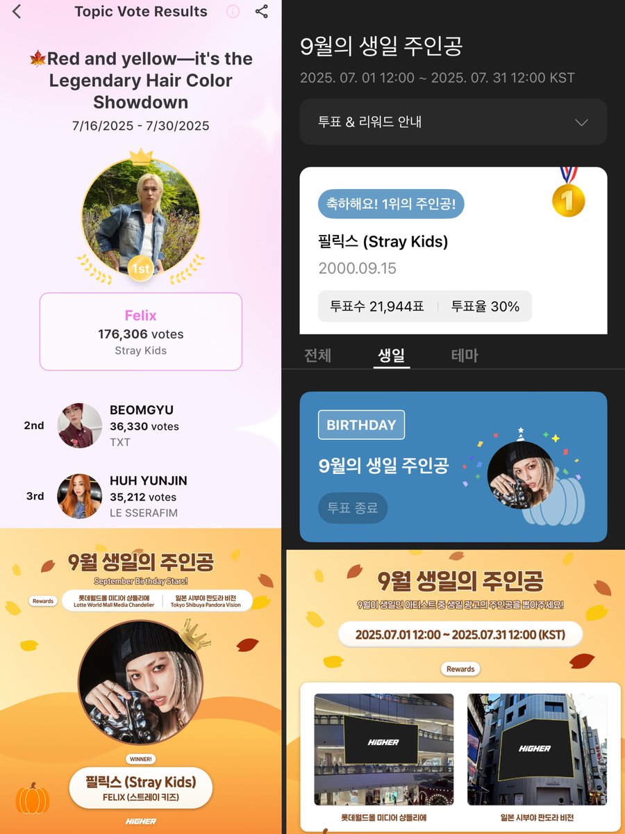 FELIX CHARTS (@felixcharts) on Twitter photo ๐ #FELIX won ๐ฅ HIGHER September Birthday vote
๐ LED Billboard ads โ Lotte World Mall Media Chandelier ๐ฐ๐ท & Japan Pandora Vision ๐ฏ๐ต(1 day)
โข He also won ๐ฅ Idoki Topic Vote Legendary Hair Color
๐ CM Board ad โ Metro Gate Dongdaemun History & Culture Park Station ๐ฐ๐ท(1 month) ๐ #FELIX won ๐ฅ HIGHER September Birthday vote
๐ LED Billboard ads โ Lotte World Mall Media Chandelier ๐ฐ๐ท & Japan Pandora Vision ๐ฏ๐ต(1 day)
โข He also won ๐ฅ Idoki Topic Vote Legendary Hair Color
๐ CM Board ad โ Metro Gate Dongdaemun History & Culture Park Station ๐ฐ๐ท(1 month)