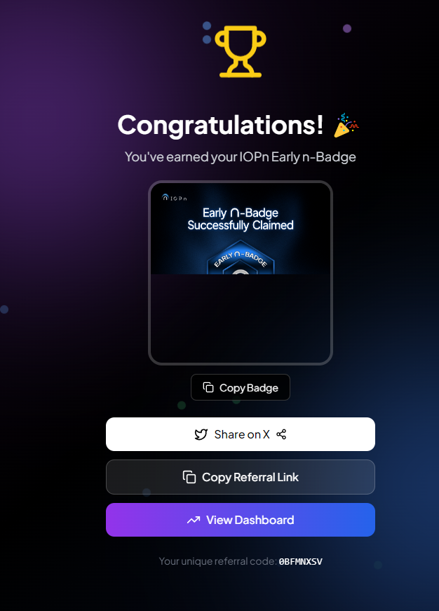 ngokimhong2001's tweet photo. I just claimed my Early n-Badge from @IOPn_io! 🚀

Join the identity revolution:
https://t.co/TFZQqO3hyx https://t.co/cgXyMarWPc