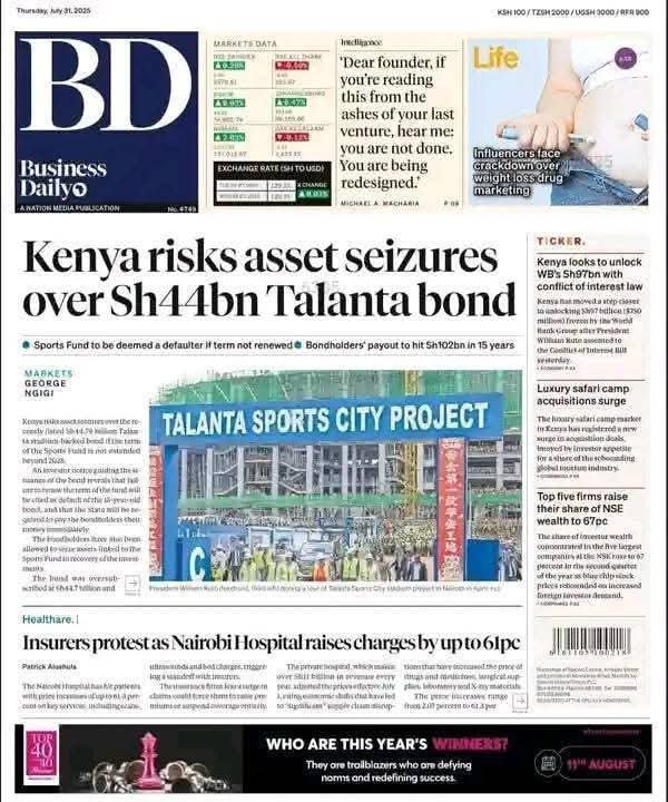 Kenya cannot build a 44 billion Ksh stadium without loans.