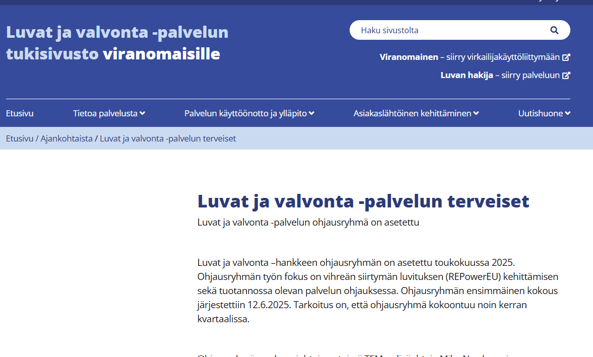Lue Luvat ja valvonta -palvelun uutinen palvelun terveiset Luvat ja valvonta -palvelun tukisivustolta #yksiluukku #digiluvat👉luvatjavalvonta.fi/ajankohtaista/…