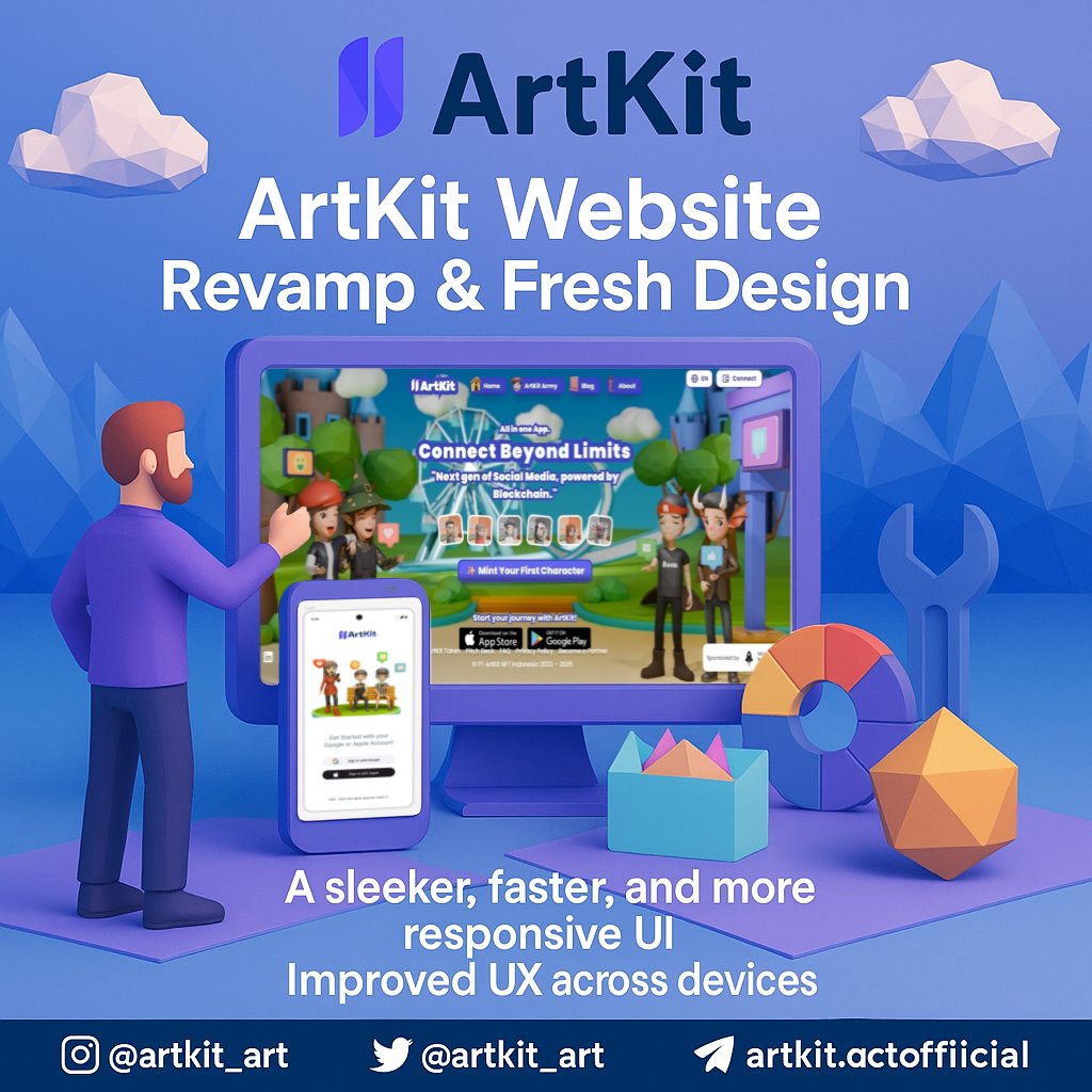 🚧 We’re rebuilding ArtKit.id 💻
Coming soon:
✅ Sleeker, faster UI
✅ Improved UX on all devices
✅ Smarter NFT &amp; community tools 

Thanks for your patience 💜
We’ll be back — smoother, smarter, and better than ever.
#ArtKit #Web3 #NFTCommunity