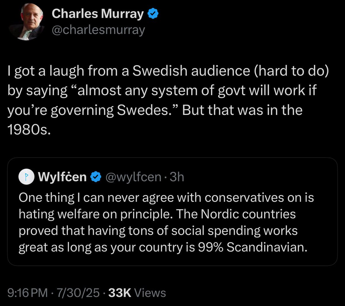 A Scandinavian economist once said to Milton Friedman:

"In Scandinavia, we have no poverty"

Milton Friedman replied:

"That's interesting, because in America, among Scandinavians, we have no poverty either"