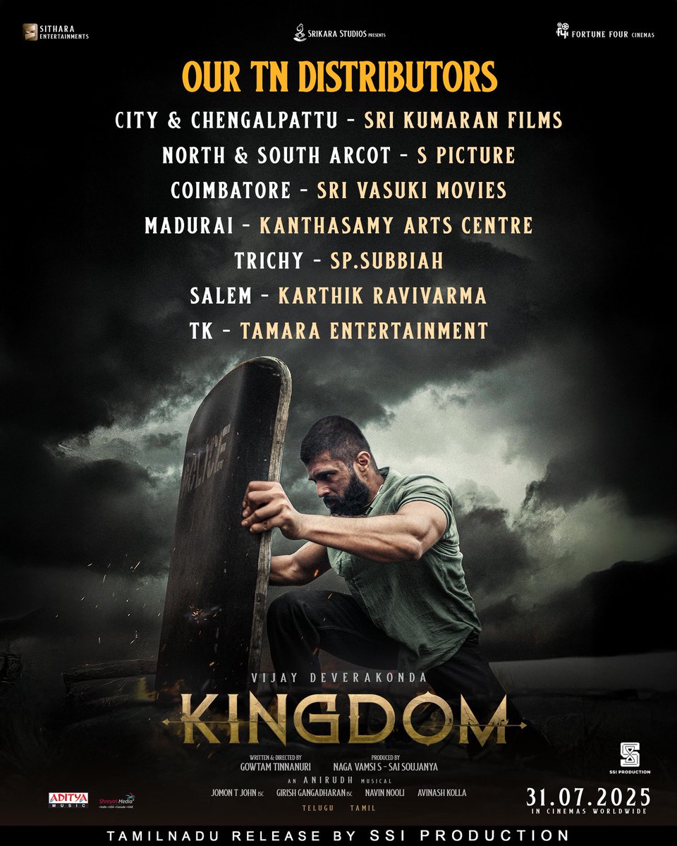 S Picture (@spicturefilms) on Twitter photo #Kingdom – Get ready to be swept away by a wave of powerful emotions✨
Tamil Nadu release by SSI Production
North & South Arcot release by S Picture
From today, in cinemas near you🎬
<a href="/SitharaEnts/">Sithara Entertainments</a> <a href="/TheDeverakonda/">Vijay Deverakonda</a> <a href="/gowtam19/">Gowtam Tinnanuri</a> <a href="/anirudhofficial/">Anirudh Ravichander</a> <a href="/subbiahshan/">Subbiah Shanmugham</a> #Kingdom – Get ready to be swept away by a wave of powerful emotions✨
Tamil Nadu release by SSI Production
North & South Arcot release by S Picture
From today, in cinemas near you🎬
<a href="/SitharaEnts/">Sithara Entertainments</a> <a href="/TheDeverakonda/">Vijay Deverakonda</a> <a href="/gowtam19/">Gowtam Tinnanuri</a> <a href="/anirudhofficial/">Anirudh Ravichander</a> <a href="/subbiahshan/">Subbiah Shanmugham</a>