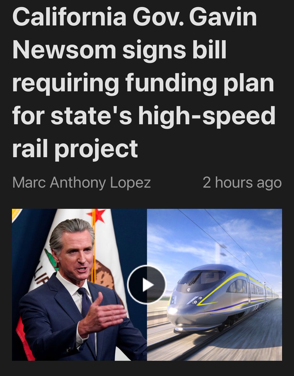 Gavin Newsom has demanded the citizens of California continue to pay for his Ponzi scheme of high speed rail. 

Gavin is a conman and thief. All he’s done is steal from citizens to enrich himself and his cronies.