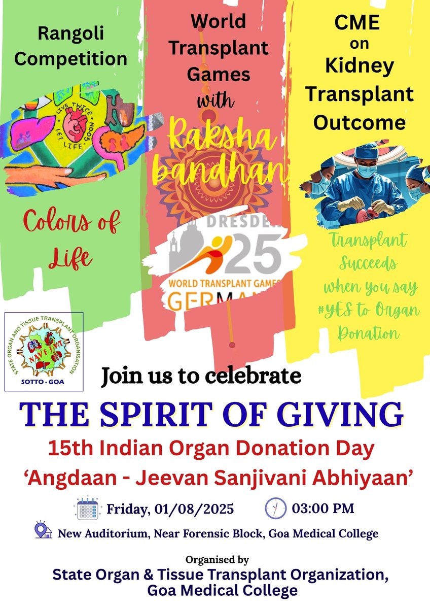 Join us to celebrate the SPIRIT OF GIVING on the occasion of 15th Indian Organ Donation Day 2025 ' Angdaan Jeevan Sanjivani Abhiyaan'.💚 #sayyestoorgandonation #donateorgansavelives