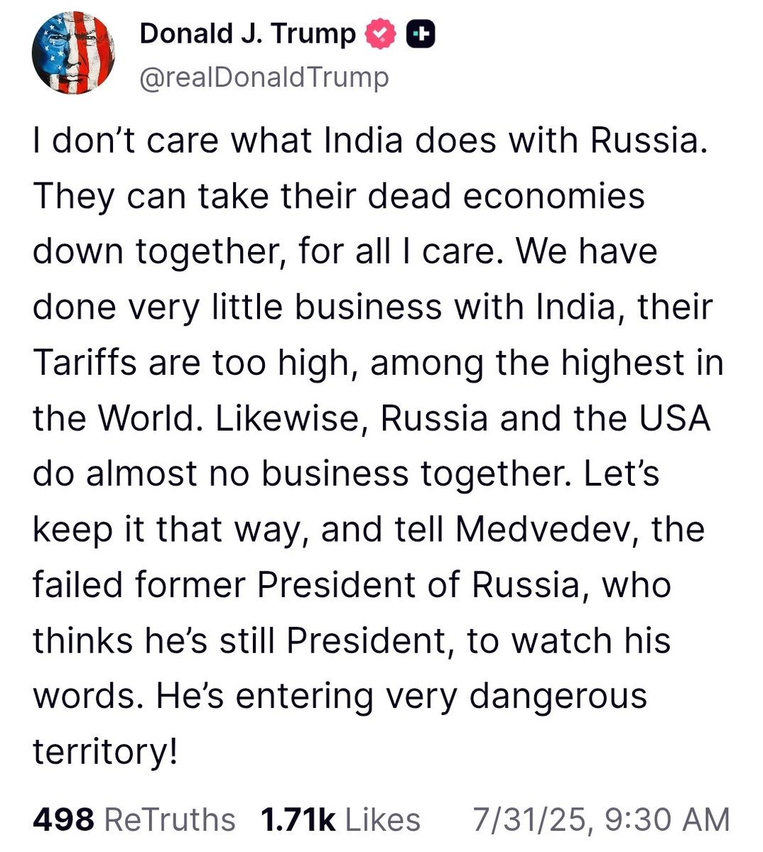 His frustration is showing. Maybe he expected applause from India, but reality hit hard... 
#TrumpTariff