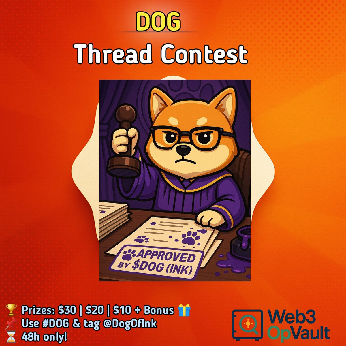 Spurprotocol Labs (@spurprotocollab) on Twitter photo ๐จ $DOG THREAD CONTEST! ๐งต๐ถ
Love $DOG (INK)? Prove it with a thread & win! ๐
โ๏ธ Write about: โ $DOGโs story, vision, or community
โ Show real depth!
๐ Prizes: $30 | $20 | $10 + Bonus
๐ Use #DOG & tag <a href="/DogOfInk/">$DOG (INK)</a>
โณ 48h only!
#Crypto #Web3 #MemeCoin #DOGArmy #ThreadContest ๐จ $DOG THREAD CONTEST! ๐งต๐ถ
Love $DOG (INK)? Prove it with a thread & win! ๐
โ๏ธ Write about: โ $DOGโs story, vision, or community
โ Show real depth!
๐ Prizes: $30 | $20 | $10 + Bonus
๐ Use #DOG & tag <a href="/DogOfInk/">$DOG (INK)</a>
โณ 48h only!
#Crypto #Web3 #MemeCoin #DOGArmy #ThreadContest