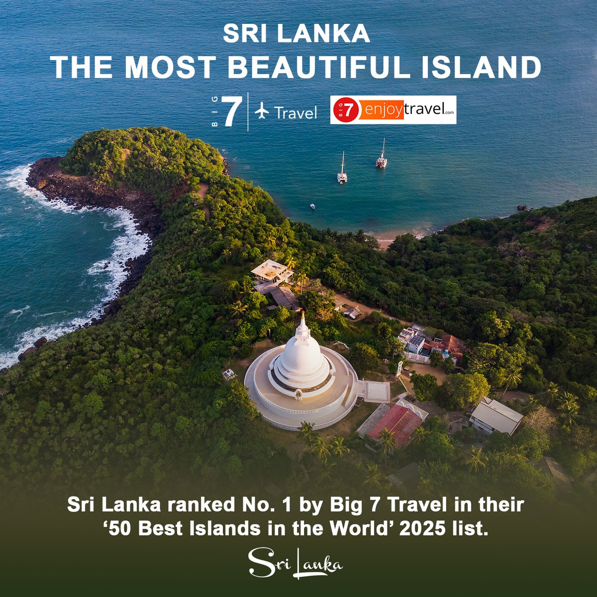 Paradise recognized! Sri Lanka takes the top spot in 2025.
Named the Most Beautiful Island by Big 7 Travel.
#SriLanka #SoSriLanka #MostBeautifulIsland #Big7Travel #IslandParadise #TravelSriLanka #ExploreSriLanka