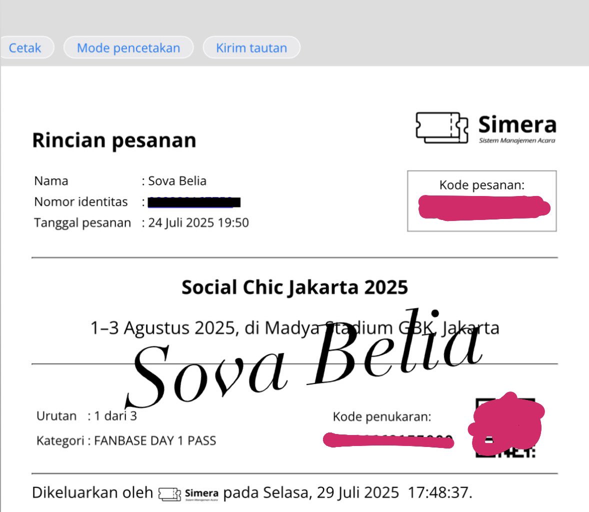 _milkktaee's tweet photo. WTS 3 Tiket Social Chic Day 1
55K/tiket, take all 150K
Prefer take all, 100% trusted!!
Dijual karena mendadak gabisa

#wts #wtb #socialchic https://t.co/AwpV1zWH0G