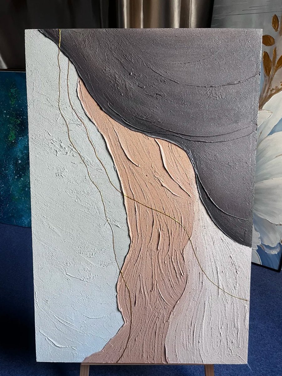 ChenDailyLog's tweet image. Acrylic quartz sand texture painting