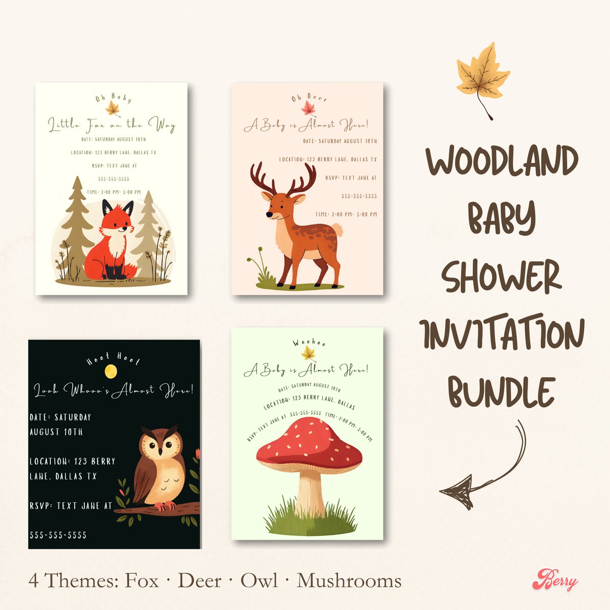 BerryVibesShop's tweet image. Fall baby shower plans? 🍂🍼
Meet the Woodland Bundle: Fox, Deer, Owl &amp;amp; Mushroom invitations in one cozy pack! 

Digital print-ready files (we customize for you). Perfect for boho, woodland &amp;amp; cottagecore showers. 

Which forest friend is your fave? 🦊🦌🦉🍄